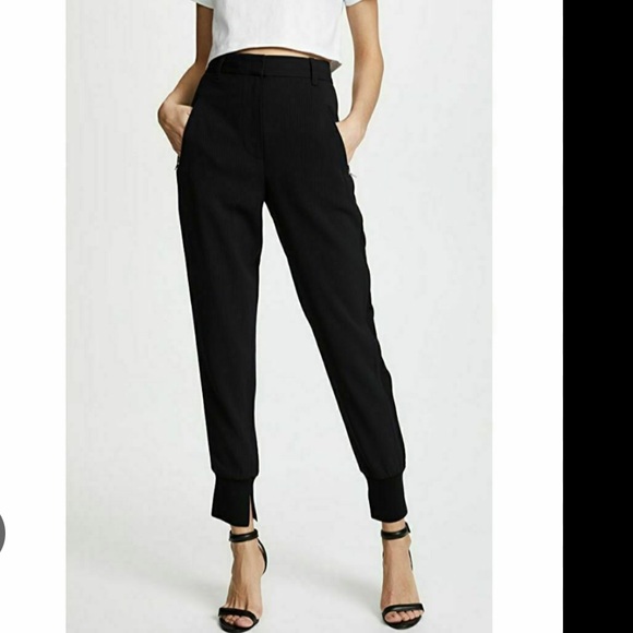 3.1 Phillip Lim Black Wool Knit Side Panels Tapered Leg Jogger Size 8 BNWT! $425